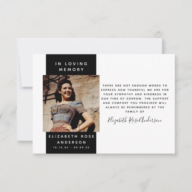 Fotosympati Funeral Tack Anteckningskort (Framsida)
