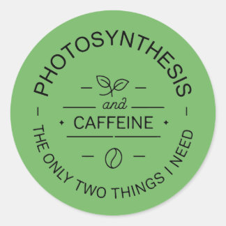 Fotosyntes och Koffein, Kaffe & Växtälskare Runt Klistermärke