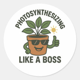 Fotosyntetiserar som en boss rund sticker runt klistermärke