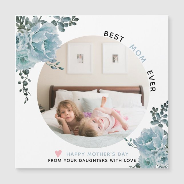 Fotot blåa blommor Best Mamma Aldrig Mors dag (Framsida)