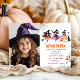 Fotot Cute Witch party Halloween Costume party Inbjudningar