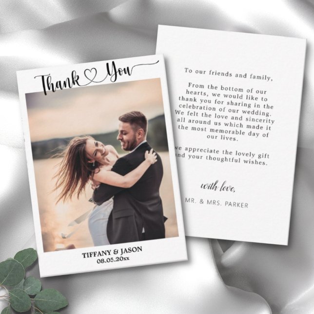 Fotot - enkelt Elegant bröllop-calligrafiskript Anteckningskort (Skapare uppladdad)