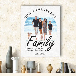 Fotot för Family Life-Kärlek och svart skript Namn Canvastryck