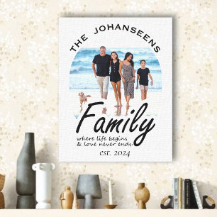 Fotot för Family Life-Kärlek och svart skript Namn Canvastryck