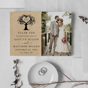 Fotot för insamling av Rustic Heart Träd Bröllop Tack Kort
