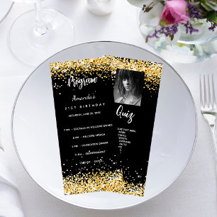 Fotot från Progam Quiz Black guld glitter Reklamkort