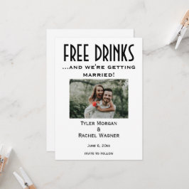 Fotot "Free Drinks" Sparar datumen Inbjudningar