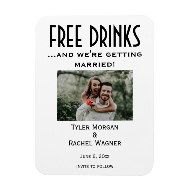 Fotot "Free Drinks" Sparar datumen Magnet (Vertikal)