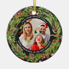 Fotot Julsvart för familjeblad Julgransprydnad Keramik