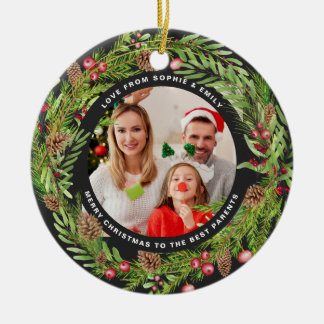 Fotot Julsvart för familjeblad Julgransprydnad Keramik