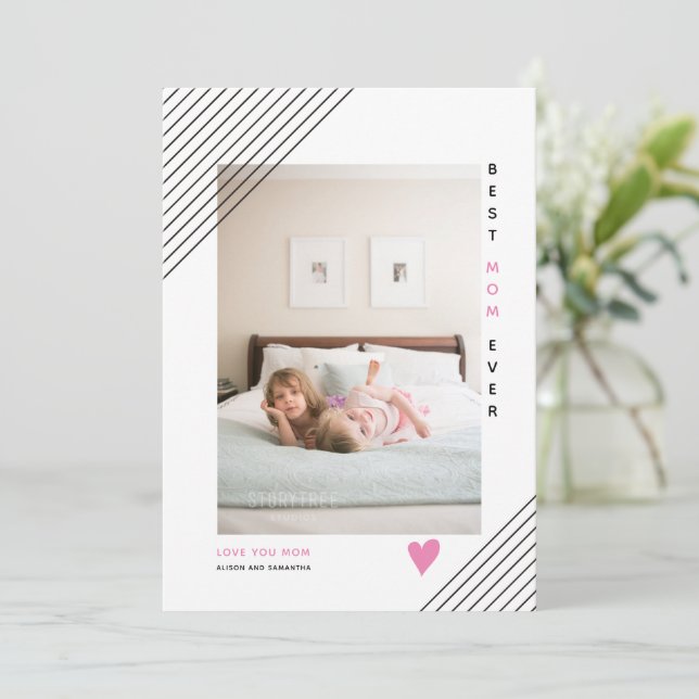 Fotot Modern linjer Best Mamma All Mors dag Julkort (Stående Fram)