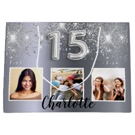 Fotot namn i Quinceanera silver glitter