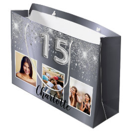 Fotot namn i Quinceanera silver glitter