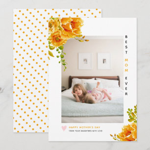 Fotot orange blommor Best Mamma All Mors dag Julkort