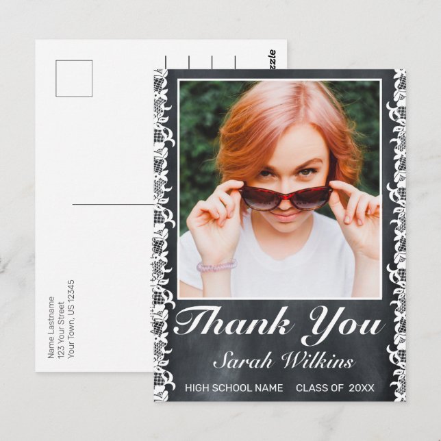 Fototack för Blackboard och White Snöre Studenten Vykort (Fram/baksida)