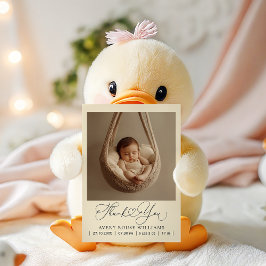 Fototack för det moderna Baby-födelsemeddelandet Vykort