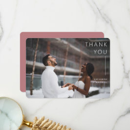 Fototack för Modern minimalist Dusty Ro Bröllop Y Tack Kort