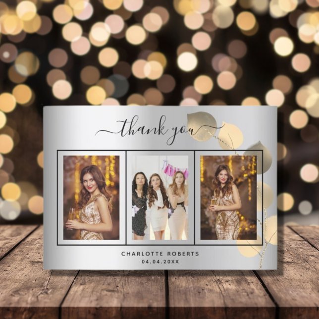 Fototacket för silver eucalyptus guld från födelse tack kort (Skapare uppladdad)