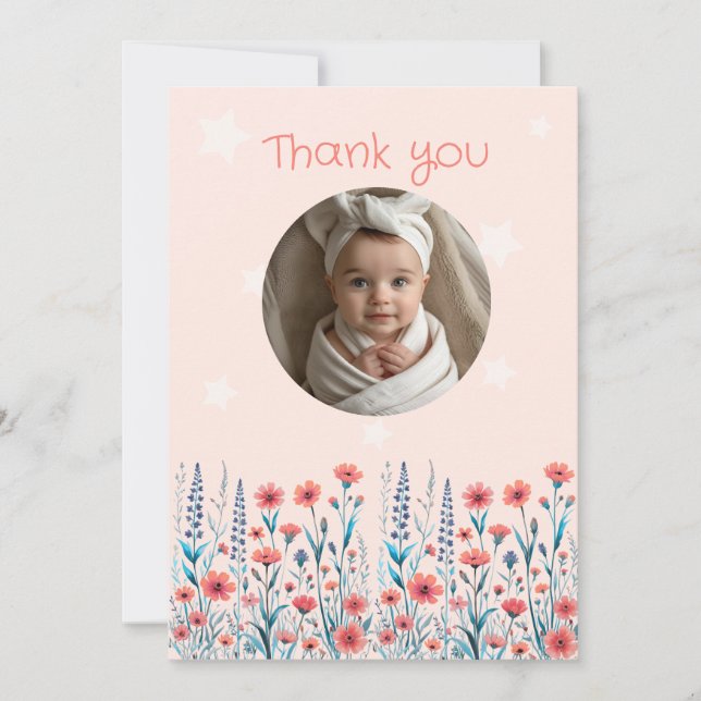 Fototackkort för babyskor - Anpassningsbar Inbjudningar (Framsida)