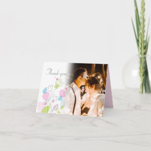 Fototackkort för Confetti petal bröllop Tack Kort