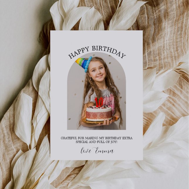 Fototackkort från födelsedagen inbjudningar (Birthday Photo Thank You Card)