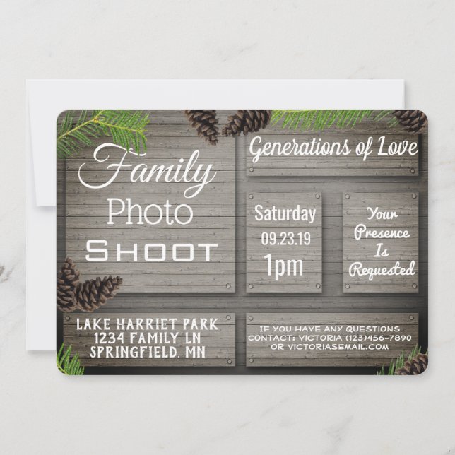 Fototagning i Rustic Family Inbjudningar (Framsida)
