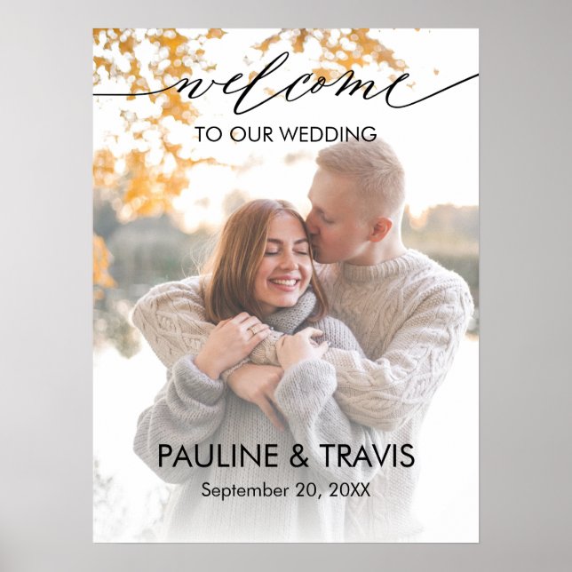 Fototecken för det moderna välkomsttecknet bröllop poster (Framsidan)