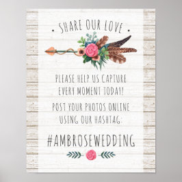 Fototecken för Rustic Bohemian Arrow Bröllop Hasht Poster