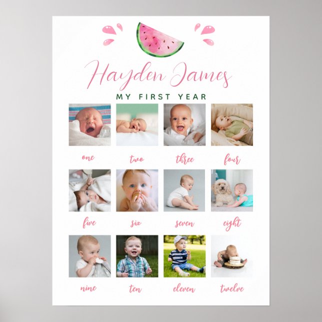Fototecken för vattenmelon första året poster (Framsidan)