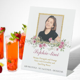 Fototecken på Drink-menyn i rosa ros och Guld Blom