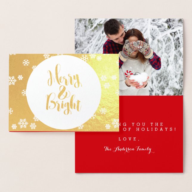Fototema för merry & Bright Classic Snöflingor Folierat Kort (Display)