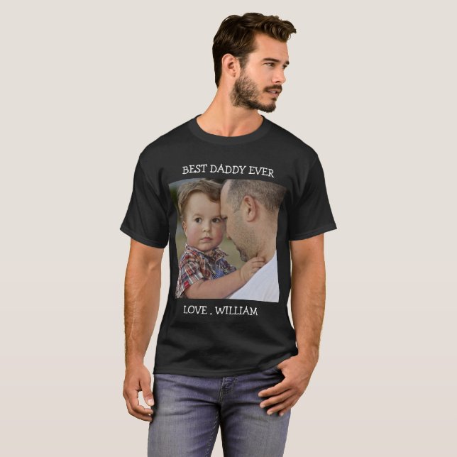 Fototext för Anpassningsbarna Best pappa Fars dag T Shirt (Hel framsida)