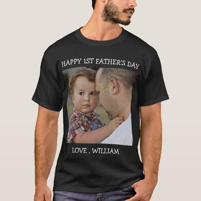 Fototext för första Fars dag-Anpassningsbarna i ly T Shirt (Framsida)