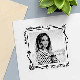 Fototext för hörnsnurra Anpassningsbarna Ram Självfärgande Stämpel