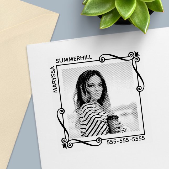 Fototext för hörnsnurra Anpassningsbarna Ram Självfärgande Stämpel (Skapare uppladdad)