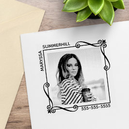 Fototext för hörnsnurra Anpassningsbarna Ram Stämpel