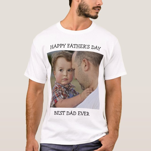 Fototext i Lycklig Fars dag, bästa Pappa någonsin, T Shirt (Framsida)