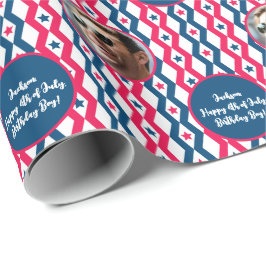 Fototext Red Blue Vit 4:e juli-diamanten Presentpapper