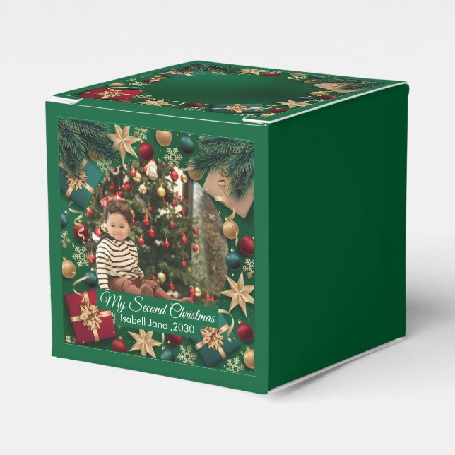 Fototextmall för andra julfamiljen i Anpassningsba Presentaskar (Framsidan Sidan)