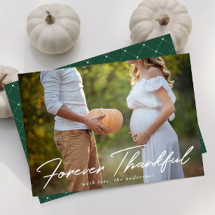 FotoThanksgiving för Forever Thankfull Script Grön Julkort