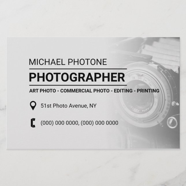 Fototjänster bleker stil flygblad (Framsidan)