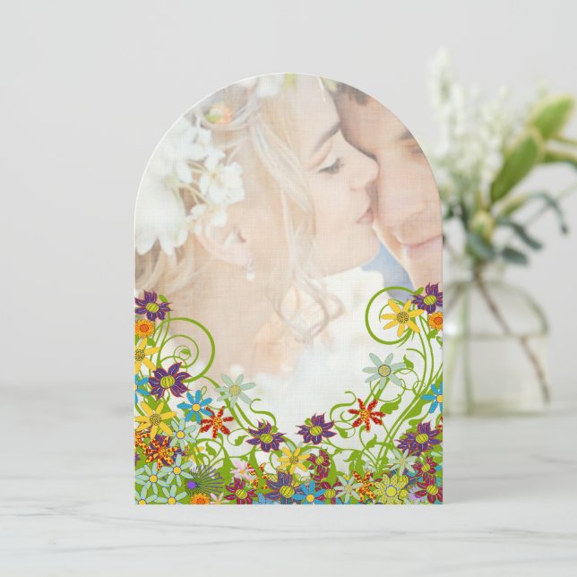 Fotots Blommigt, trådlös blomma Bröllop Inbjudningar (Stående Fram)