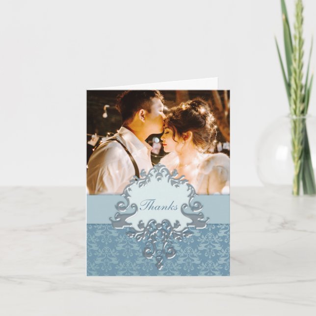 Fototurkort för elefanten bröllop silver tack (Framsida)