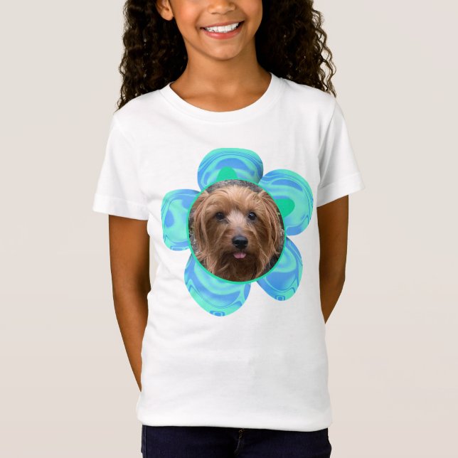Fototurkos Flower-Personlig T Shirt (Framsida)