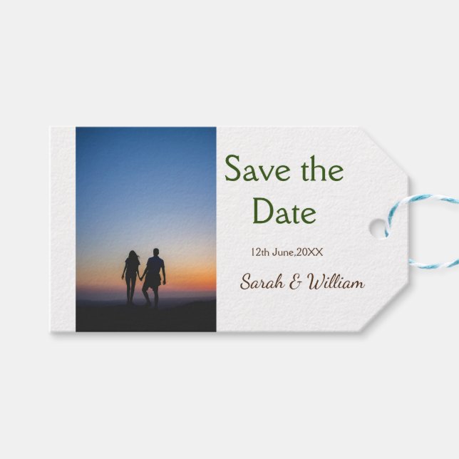 Fototypisk vit elegant, bröllop mod presentetikett (Framsidan (Horisontell))