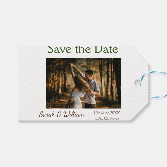 Fototypisk vit elegant, bröllop mod presentetikett (Framsidan (Horisontell))