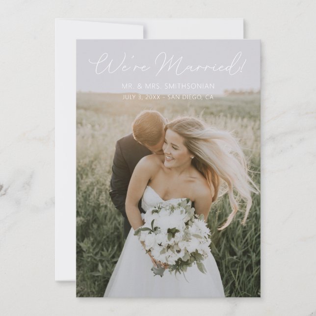 Fototypografi Bröllop Announcement Elegant Ver Inbjudningar (Framsida)