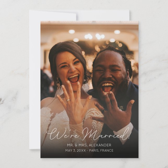 Fototypografi Bröllop-meddelande Elegant V Inbjudningar (Framsida)