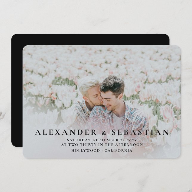 Fototypografi - enkel bild Spara datum Bröllop (Fram/baksida)