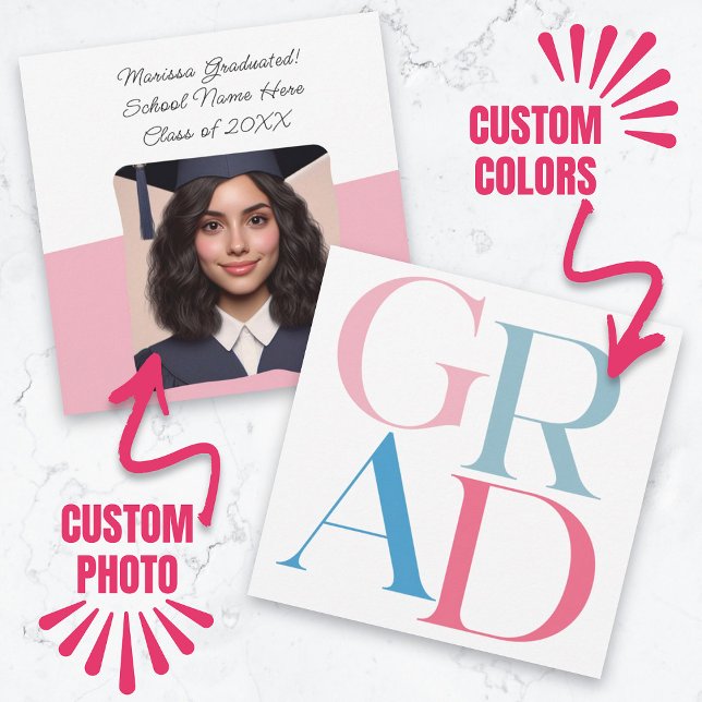 Fototypografi för Anpassningsbarna studenten annon Inbjudningar (Graduation Announcement Custom Photo Typography)